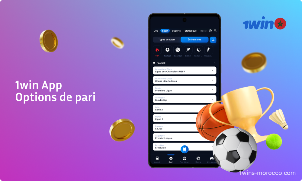 L'application mobile 1win offre aux joueurs marocains une variété d'options de paris sportifs ainsi qu'une large sélection d'événements sportifs