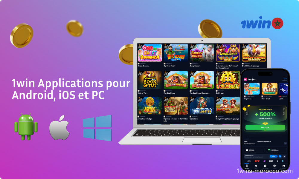 Les joueurs de casino du Maroc peuvent télécharger l'application pratique 1win pour PC, ainsi que pour les smartphones et tablettes Android et iOS, en téléchargeant le fichier d'installation depuis le site Web officiel