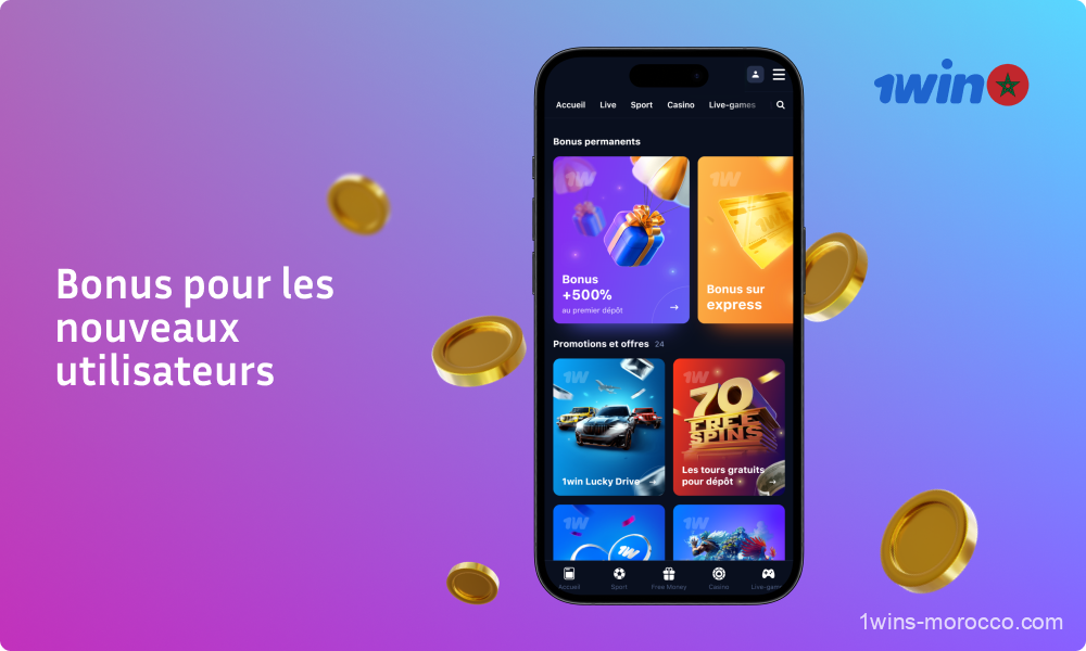 Les nouveaux utilisateurs de 1win Maroc Casino utilisant l'application mobile Android et iOS peuvent obtenir un bonus unique en téléchargeant l'application, et profiter d'autres promotions, notamment un bonus de bienvenue de 500 % sur leur premier dépôt