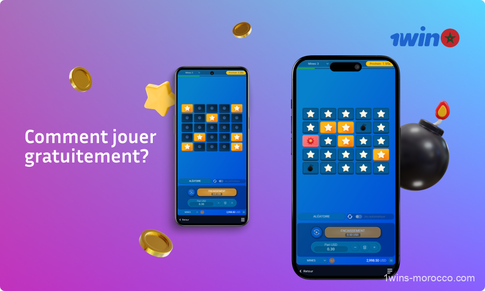 Les joueurs marocains peuvent jouer gratuitement à Mines Pro 1win en mode démo sur le site du casino en sélectionnant un jeu via la recherche, en définissant la mise et le nombre de bombes