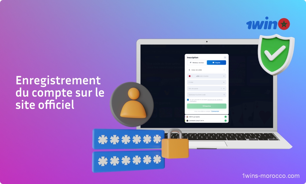 Pour vous inscrire sur le site officiel de 1win casino et bookmaker au Maroc, vous pouvez utiliser les médias sociaux ou remplir un formulaire en saisissant votre adresse e-mail, en créant un mot de passe et en sélectionnant la devise de votre compte de jeu