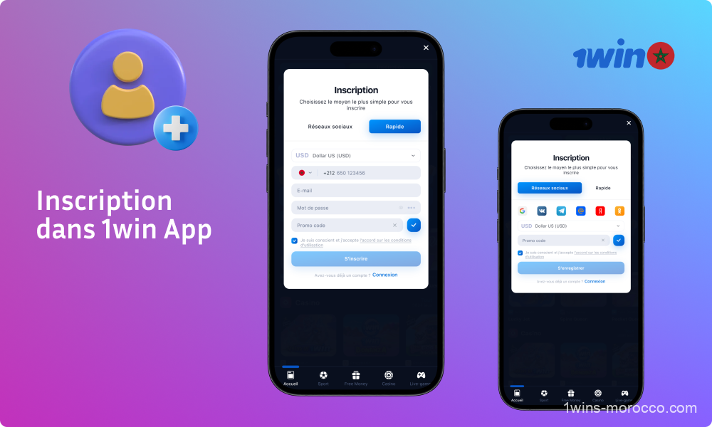 Les joueurs marocains doivent suivre quelques étapes simples pour créer un compte 1win sur l'application mobile Android et iOS