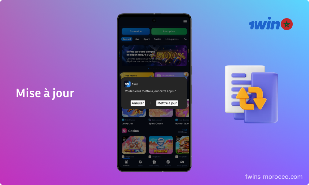 Pour mettre à jour automatiquement l'application mobile 1win Morocco sur les appareils Android, les joueurs peuvent activer l'option de mise à jour automatique dans les paramètres de l'application