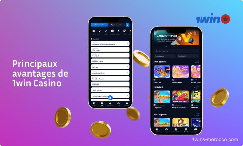 1win Casino au Maroc est très populaire grâce à son inscription rapide via les médias sociaux, son streaming en direct, sa variété de tournois avec de grandes cagnottes, son choix pratique de méthodes de paiement et sa variété de jeux avec des filtres faciles à trier