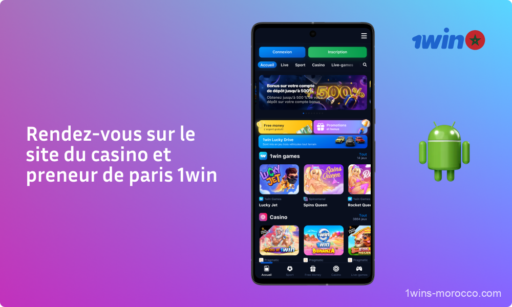 Pour télécharger l'application mobile 1win pour Android, rendez-vous sur le site officiel du casino